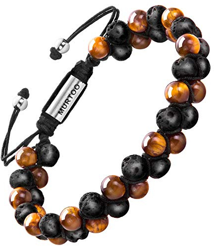 murtoo armband männer armband herren perlenarmband stein armband (tigerauge,lava,6mm)