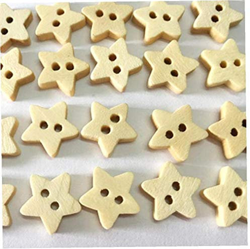 Casecover 100pcs Natürlicher Hölzerner Stern Buttons Für Kleidung Handgemachte Fertigkeiten Scrapbooking Hölzernen Knopf Ornament