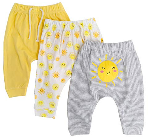 Söt på 3-pack unisex barn småbarn harembyxor bomull elastiska byxor