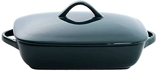 YRHH Casseruola in Ceramica con Coperchio Posate Rettangolare Casseruola Lasagne Casseruole con Coperchi per Cottura Stampo per Torte