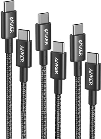 Anker 100W USB C Kabel PD 3.0 [3 Stück 1m+1,8m+3m], Schwarz | Schnellladekabel USB C für iPhone 17 Pro Max/16/15 Serie, Samsung Galaxy S24/S25, MacBook Pro/Air und iPad Pro/Air