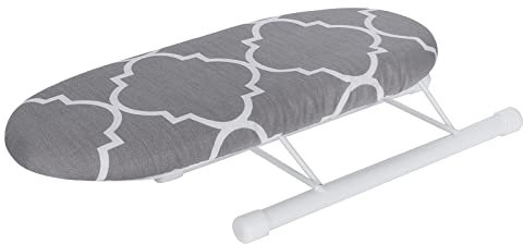 Small Ironing Boards, Folding Table Top Ironing Board with Cotton Cover, Portable Space Saving Mini Ironing Board Sleeve Cuffs Collars Ironing Table for Home Apartment Condo Dorm(Classic grid)