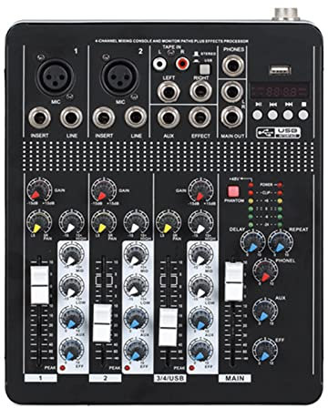 HMTE Mini Digital Mixer Microphone Effector Stage DJ Mixer Recording Equipment with USB Bluetooth for PC Party Studio Recording