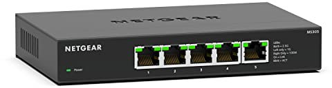 NETGEAR (MS305) Switch 2.5 Gigabit| 5 Ports Multi-Gigabit | Installation Bureau ou Mur, idéal pour Profiter des connexions Fibres à 2GB, Plug and Play