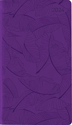 Ladytimer Slim Deluxe Purple 2024 - Taschen-Kalender 9x15,6 cm - Tucson Einband - mit Motivprägung - Weekly - 128 Seiten - Alpha Edition