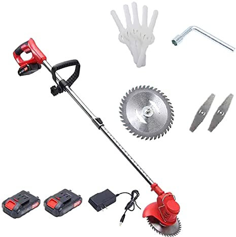 Diserbatrice elettrica, tagliaerba a batteria leggero alimentato a batteria da 24 V con caricabatterie 3 lame tosaerba multiuso per la casa