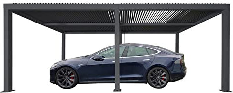 Carport HWC-L46, Autoüberdachung Garage Unterstand, 11cm-Aluminium-Gestell, Regenrinne sturmfest, 3x6m - anthrazit