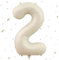 Beige Luftballon 2,Zahlen Luftballon Beige, 40 Zoll XXL Creme Weiß Folienballon 2. Sandweiß Zahlenballon 2 Helium Ballon, Luftballon 2. Geburtstag für 2 Jahre Geburtstagsdeko Kinder Junge Mädchen