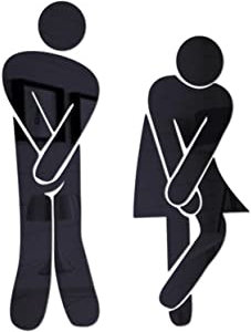 Housoutil Spiegel Wandaufkleber Badezimmerschild Waschraum Mann Frau Abnehmbarer Acryl-wanddekor Mit Selbstklebendem Rückseite Spiegelndes Design Für Toilette Und Badbereich Schwarz