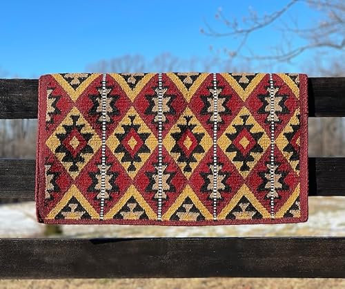 EQUIGEAR Western Ranch Horse Satteldecke aus neuseeländischer Wolle, Western-Design, handgefertigte Satteldecke, Wollpolster, Sensor Flex (Anpassung möglich), SD46 (32 x 32)