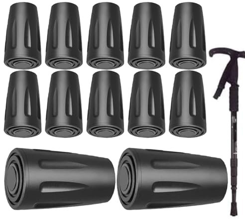 RZXBB 12 Stück Walking Stöcke Gummipuffer Nordic Walking Pads - Universelle Gummispitzen Trekkingstöcke Zubehör - Wanderstöcke Gummispitzen - Ersatz Gummipuffer Nordic Walking Stöcke Durchmesser 11mm