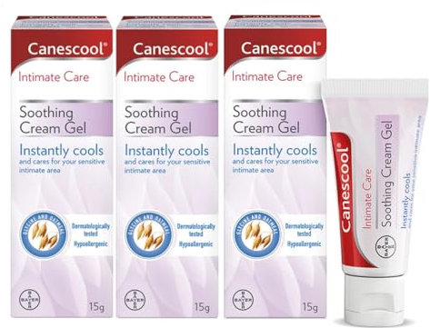 Canescool Intimate Soothing Gel - Instantly Cools and Cares for Sensitive Intimate Area, Soothing Sensation with Oatmeal, Moisturising properties with Glycine, Hypoallergenic - 45g (3 tubes of 15g)
