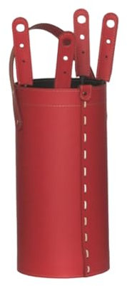 LIMAC Limac Design® - Juego de hierros de chimenea con mango de cuero, bolsa portafolios, utensilios de chimenea, bolsa para hierros, color rojo