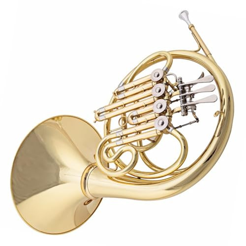 Waldhorn-Set Vier-Tasten-Waldhorn In B-Dur Einzeln Lackiertes Gold Für Erwachsene Bühneninstrument Professionelles Bandinstrument