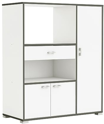 möbelando Küchenbuffet >Buzz< in Matt weiß - 90x107,4x40cm (BxHxT)