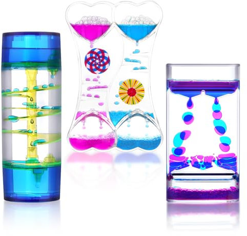 OSDUE Timer Sensoriale Liquido, Clessidra Timer, 3 Pezzi Set di Clessidra, Home Ufficio Crafts Decor, Sollievo Dallo Stress, per Casa, Cucina, Gli Sport e i Giochi e Ufficio Timer (D-3PCS)