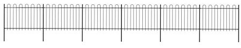 Sufrk Clôture de jardin en acier T O P avec arceau - 10,2 x 1,2 m - Noir - Barrière décorative en métal - Clôture de jardin sans creuser - Clôture pour animaux - Clôture pour chiens, lapins, terrasse
