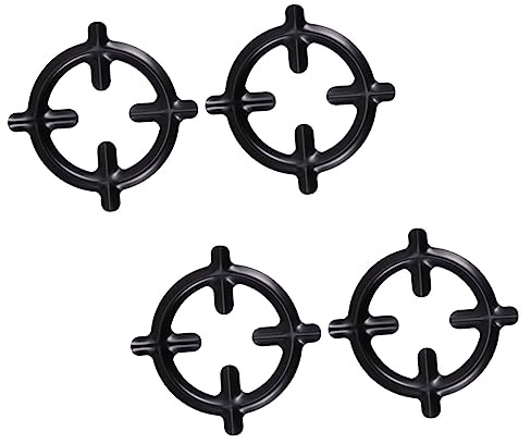 4 Pièces Supports à Casseroles Ronds en Fer Noir pour Cuisinière à Gaz | Surface Lisse sans Bavures, Lot de 4, Usage pour Cafetière Moka et Réchaud