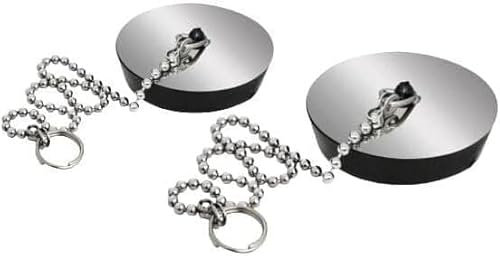 2 Tappi Universali per Lavello Cucina e Bagno, Coppia Tappi lavello cucina 5,5 cm con Catena, 2 tappi per lavello cucina, Tappi per Vasca da Bagno per Cucina, Codice 10392