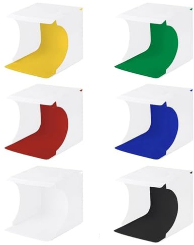 20cm Include 2 LED Panels Folding Portable 1100LM Light Photo Lighting Studio Shooting Tent Box Kit with 6 Colors Backdrops (Black, White, Orange, Red, Green, Blue)