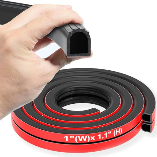 CHUANJI Rubber Seal Strip D Shape Weather Stripping Exterior 1 Garage Door Seal Extra Thick Automotive weatherstripping for Boat, Car, Truck, Rv, Marine,Cargo Trailer Door/Window (6.5 Ft/2M)