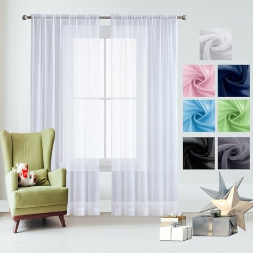 GAIFNAG Tende per Interni Camera da Letto 180 x 60 cm Morbide Tinta Unita Tenda Isolante, Vari Colori Tendine Finestra a Vetro, Tende Soggiorno per Camera da Letto Salotto, Bianco