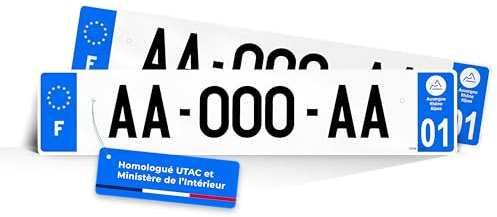 CMAPLAQUE 2 Plaques Immatriculation Auto Plexiglass 520x110 mm - Homologuée SIV - Anti-UV et Résistante aux Intempéries - Rivets offerts