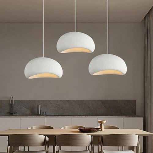 Wabi-sabi Pendelleuchte E27 Modern Pendellampe Esstisch Hängeleuchte Lampenschirm Aus Steinimitat kreativ Vogelnest Kronleuchter Für Schlafzimmer Wohnzimmer Esszimmer Küche Insel Flur Weiß 3-flammig,A