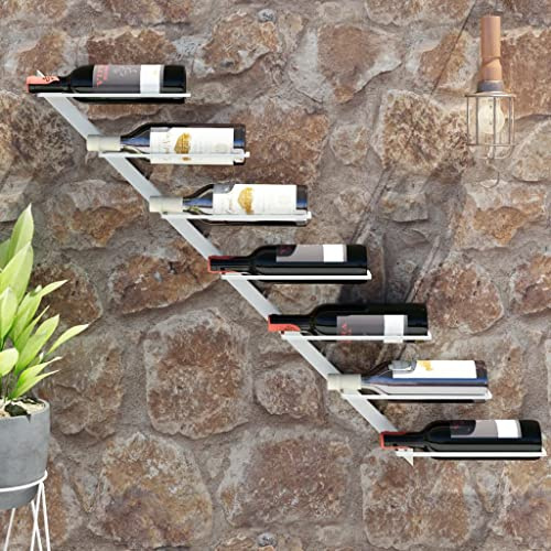 Hovothy Portavini da Parete per 7 Portavino 88x8x72 cm Bianco in Metallo Porta Portavino Moderno Cantinetta Vino a Parete
