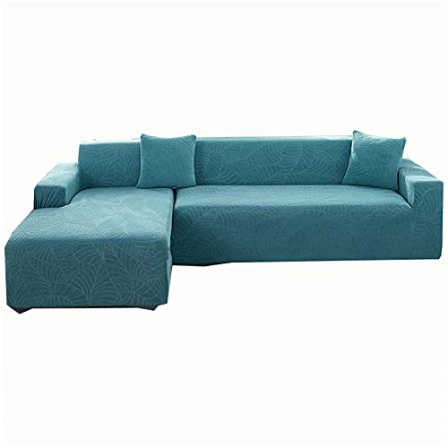 Wasserdichter L-förmiger Stretch-Sofabezug, rutschfest, für Sektionalcouch-Möbel, Schutz für Chaiselongue, Sessel, Ecken, Blau (3-Sitzer und 3-Sitzer)