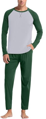 Schlafanzug Herren Lang - Lang Flauschiger Bademäntel Bademantel Für Herren Lange Thermo Loungewear Gürtel, superweich T-Shirt + Einfarbiger/Karierter Pyjamahose warmes Geschenk