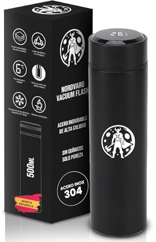 Termo café pequeño acero inoxidable, Vaso Térmico para llevar con sensor LED, Botella térmica para llevar sin fugas, botella agua gimnasio reutilizable, Envase Térmico.