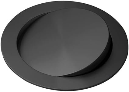 Tapa de cubo de basura de acero inoxidable con tapa de solapa de equilibrio integrada para encimera, diseño redondo empotrado, papelera, papelera, color negro, 24 cm