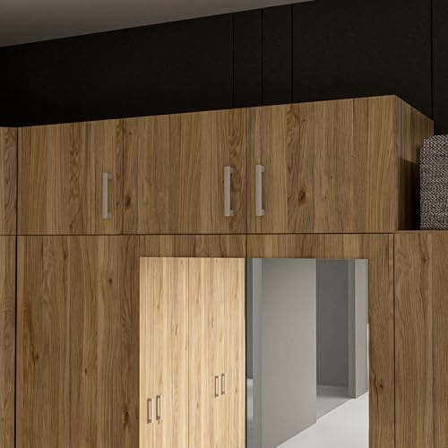 Forte ECONOBOX Schrankaufsatz 135, 3-türiger Drehtürenschrankaufsatz, Holzwerkstoff, Mauvella Eiche Dekor, 133,2 cm breit, 38,1 cm hoch, 54,2 cm tief