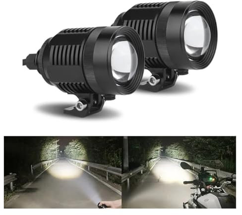 Proyector Moto Faros Delanteros Foco LED Externo para Motocicleta Faro Delantero De 6000K 12V 24V 36V Luz con Soporte De 30W Luz Frontal Barril De Ajuste para Moto(2pcs LED Spotlight)