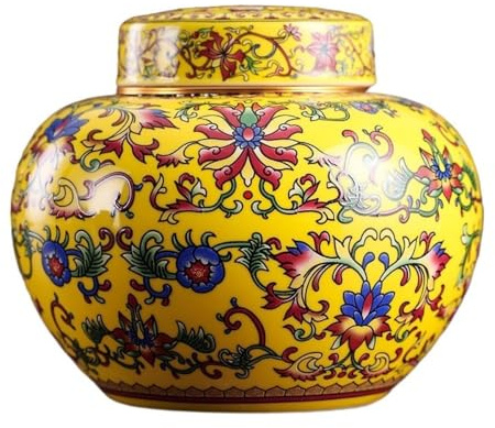 Caja de té de cerámica Tarro de almacenamiento for té suelto de cerámica, tapa de aleación pequeña, tarro de almacenamiento for té sellado, Color esmaltado, juego de regalo doble, personalización bote