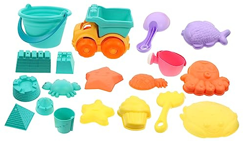 Milisten 19pcs Sand Car Set Portable Sandbox for Beach Fun Early Educational Play Safe Materials Random Colors Lightweight and Easy to Grasp Random Color