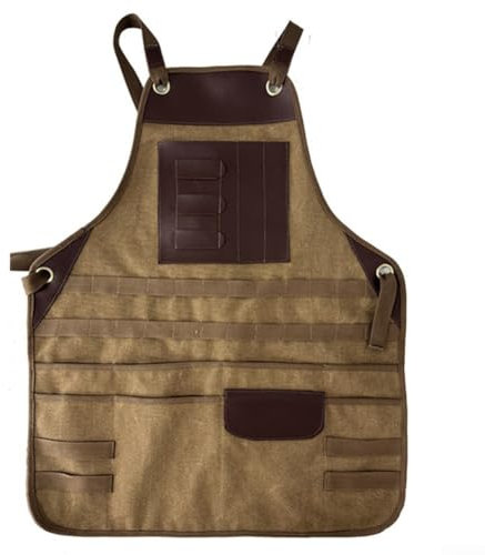 SMZhomeone Welding Apron Heavy Duty Thick Canvas Welding Apron Cross Back Work Bib With Multiple Tool Pockets For Metalworking Woodworking Blacksmiths
