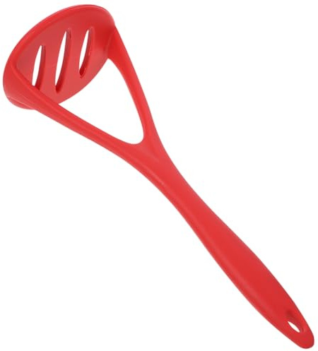 Warmhm Silicone Potato Ricer and Vegetable Masher Red, Food Pressing Tool Stainless Steel Plate for Kitchen Use, Sturdy Fruit Masher Suitable for Making Mashed Potatoes and Vegetables