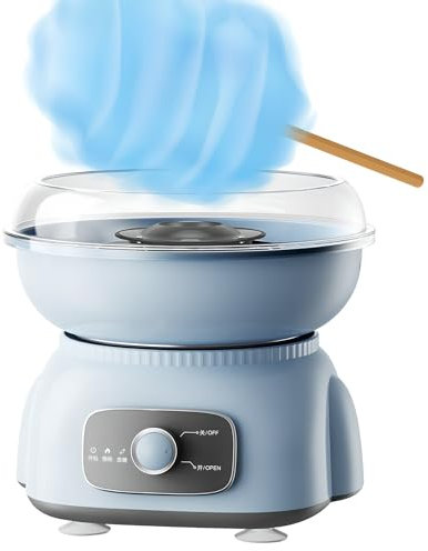 Candy Floss Machine, 500W Electric Cotton Candy Maker with Splash Prevention Bowl One-touch Start, Heat Dissipation Base for Weddings, Family Gatherings, and Birthday Parties blue