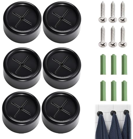 PAppositus 6 Pcs Tea Towel Holders,Self Adhesive Towel Hooks with Cross Clip Design,No Drill Stick On Towel Holder for Kitchen, Bathroom,Black ABS Push & Grip Towel Clips
