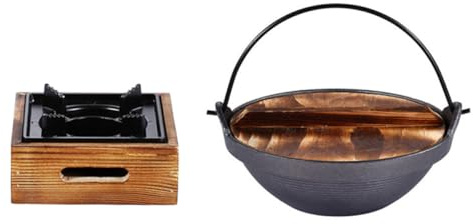 iplusmile Pot à Sukiyaki Fonte avec Fourneau Aluminium Marmite Japonaise Non-adhérente pour Cuisson Uniforme sur Feux Variés Résistante pour Cuisine Maison