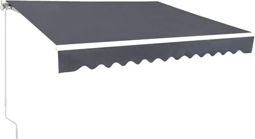 25 x 20 cm manuell infällbar uteplatsmarkis – grå solskydd baldakin för dörrar och – utomhusskydd UV-skydd lätt att installera
