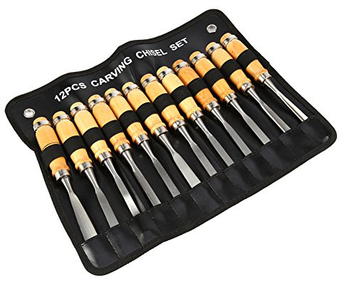 Irfora Scalpelli a Mano per Legno, Set Professionale di Scalpelli per Intaglio del Legno da 12 Pezzi, Lame Affilate Come Rasoi Falegnami, Artisti, Naso Tondo, Quadrato,