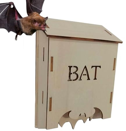 Lexsyn Casa de murciélagos – Refugio para animales de madera | Cueva para murciélagos para exteriores | Para jardineros amantes de la naturaleza, agricultores, jardín, granja, terraza, césped