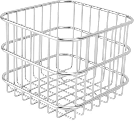 Alomejor Cesto per Frutta in Filo Metallico, Resistente, Organizer per Riporre Frutta e Verdura, in Acciaio Inox, per Bancone della, per Snack e Bottiglie di Spezie (L)