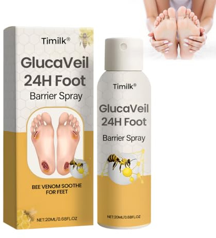 Timilk Glucaveil 24h Foot Barrier Spray, Bee Venom Soothe for Feet | Professional Diabetic Foot Spray for Protection Around Stomas and Wounds,Natural Ingredients,Gentle & Fast Absorption