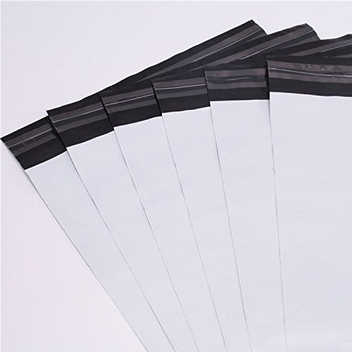 logei® Lot de 100 pièces Sacs d'expédition plastique Enveloppes postales Couleur blanc + noir (30 * 40 cm)