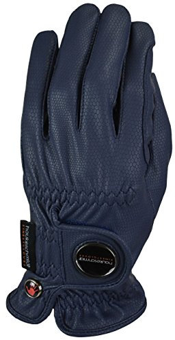 Hauke Schmidt Reithandschuh Modell 'A touch of class' blau marine Kunstleder sehr elastisch griffig haltbar super Tragegefühl maschinenwaschbar, Handschuhgröße:7