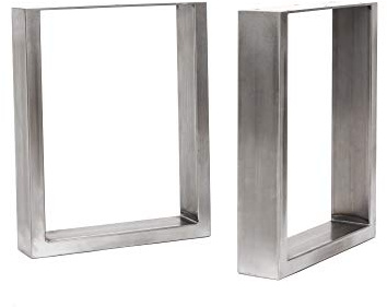 The Hairpin Leg Co. Square Metal Bench Legs, 40 x 32cm, Raw Steel | Bench; uncoated; 75x25mm box section steel; TIG welded; 2 legs; screws, floor protectors & build guide; indoor only